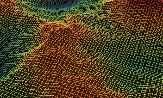 Gradient neon grid terrain Scientific generated data