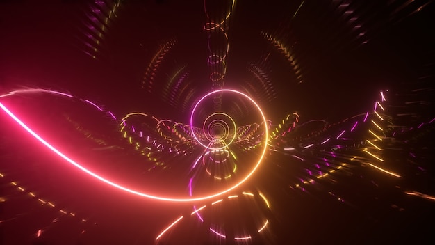 Gradient neon spiral metal tunnel