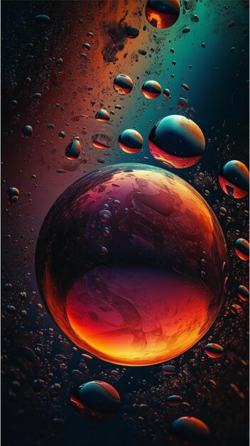 Gradient phone wallpaper oil bubble in water background