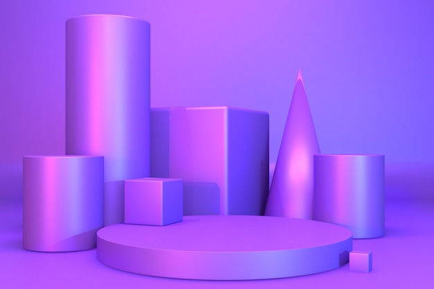 gradient purple and blue abstract podium showcase. 