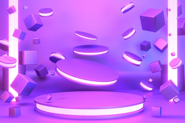 gradient purple and blue abstract podium showcase. 