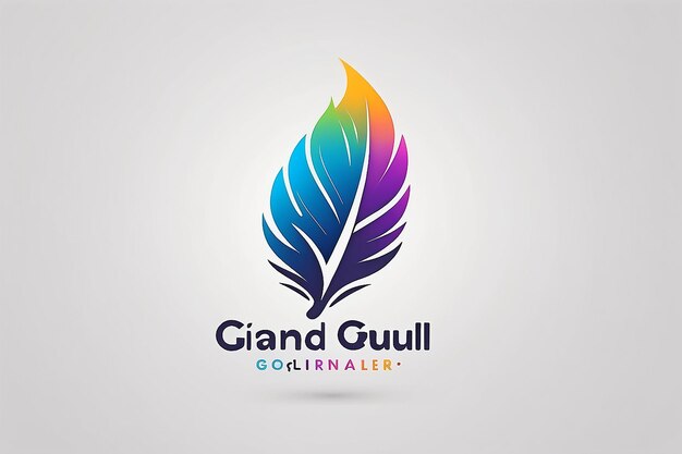 Photo gradient quill pen logo design template