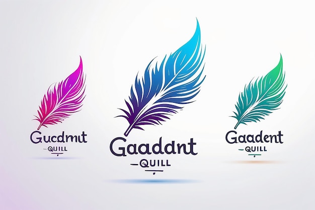 Gradient quill pen logo design template