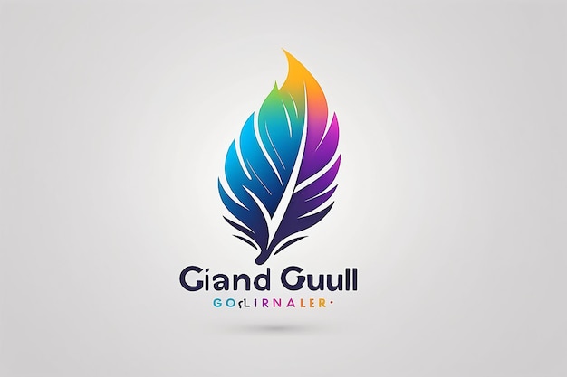 Gradient quill pen logo design template