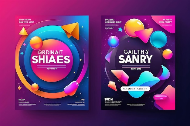 Photo gradient shapes shiny party poster template