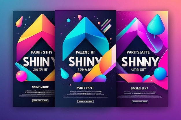 Photo gradient shapes shiny party poster template