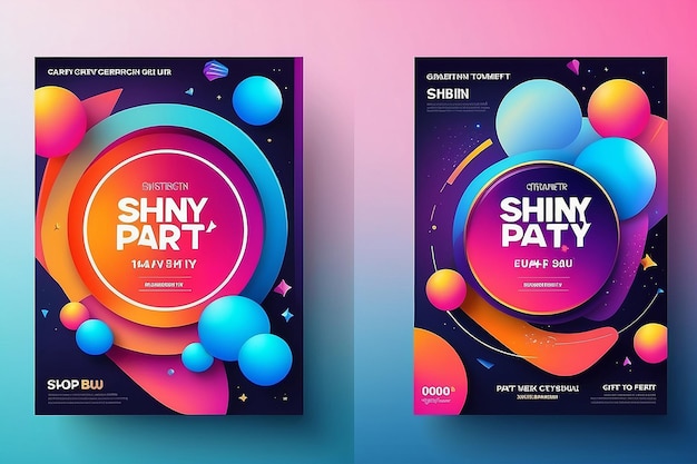 Gradient Shapes Shiny Party Poster Template