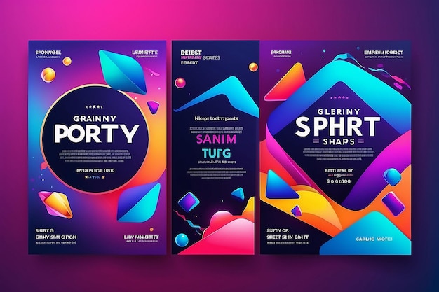 Gradient Shapes Shiny Party Poster Template