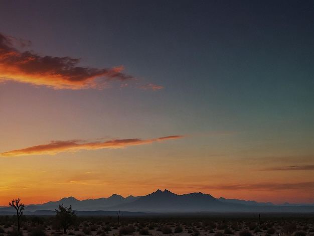 gradient sunset over a desert landscape