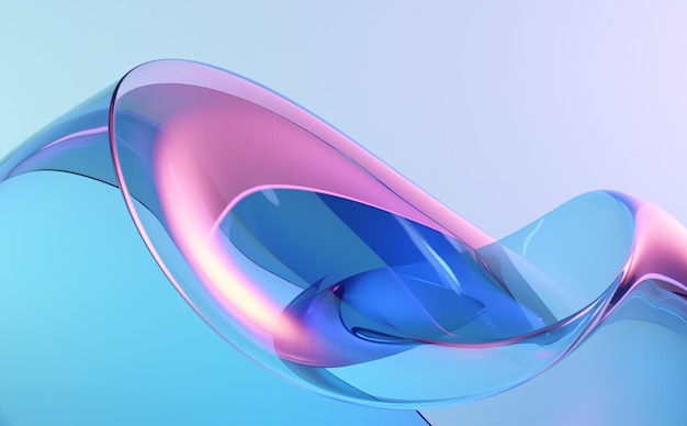 Gradient transparent curve glass 3d rendering