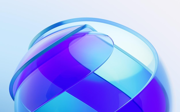 Gradient transparent curve glass 3d rendering