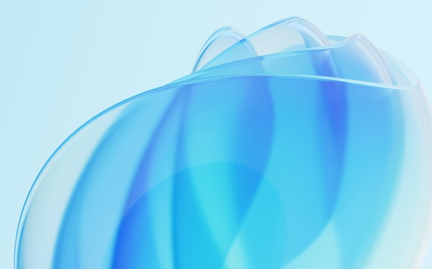 Gradient transparent curve glass 3d rendering