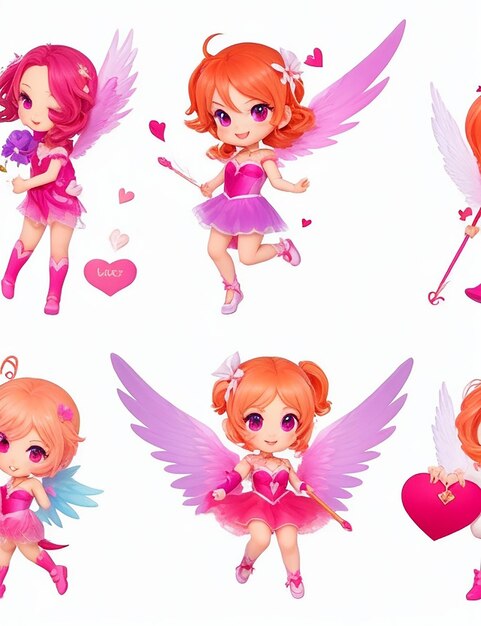 Gradient valentines day cupid characters collection