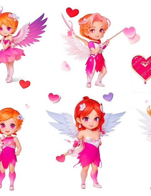 Gradient valentines day cupid characters collection