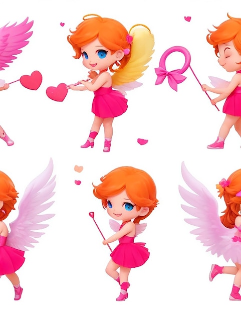 Gradient valentines day cupid characters collection