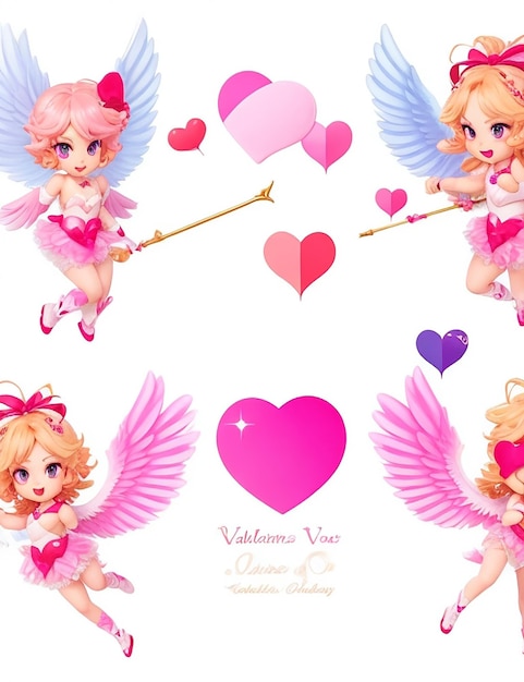 Gradient valentines day cupid characters collection