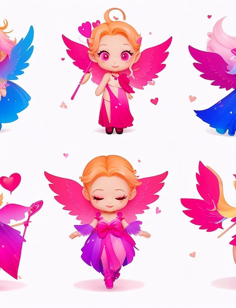 Gradient valentines day cupid characters collection