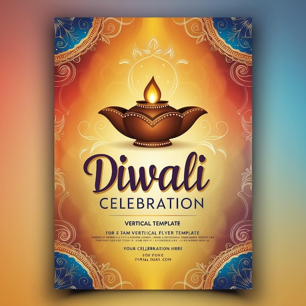 Photo gradient vertical flayer template for diwali celebration