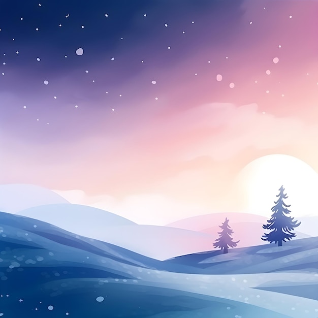 Gradient winter solstice background beautiful with snow