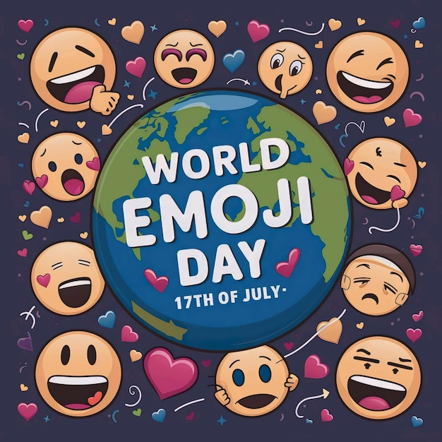 gradient world emoji day background with emoticons