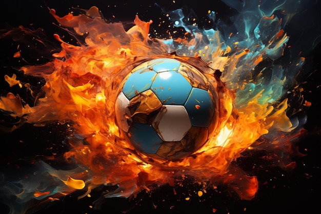 Gradientinfused abstract football scene evokes motion and excitement in vibrant display