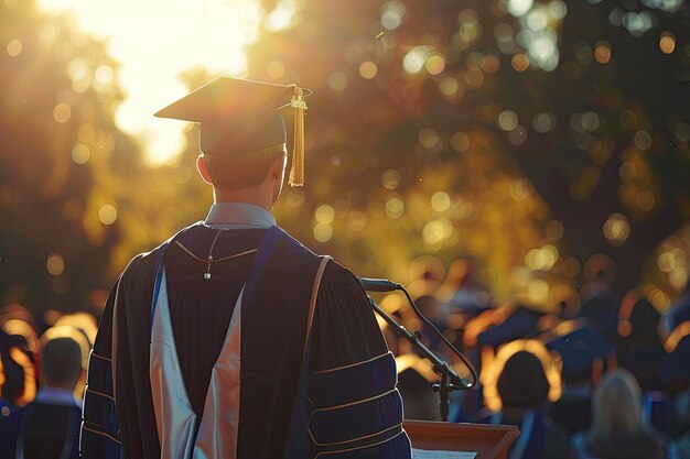 Graduate Speaking at Commencement Ceremony