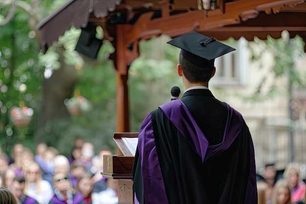 Graduate Speaking at Commencement Ceremony