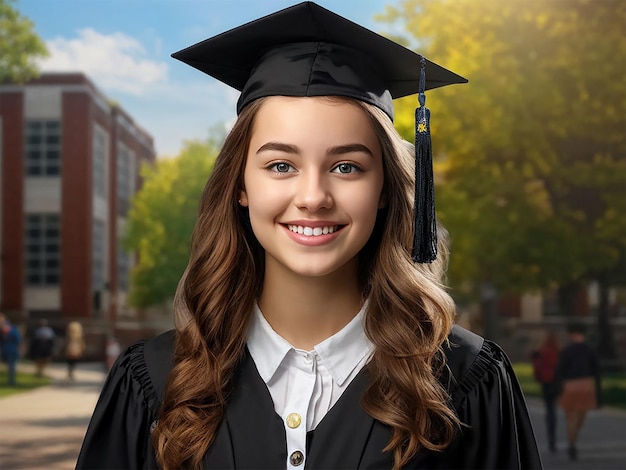 a graduate with a smile on her face