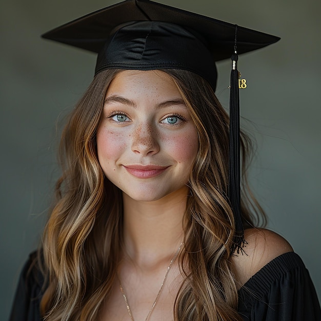 Graduated beautiful girl with degree cap