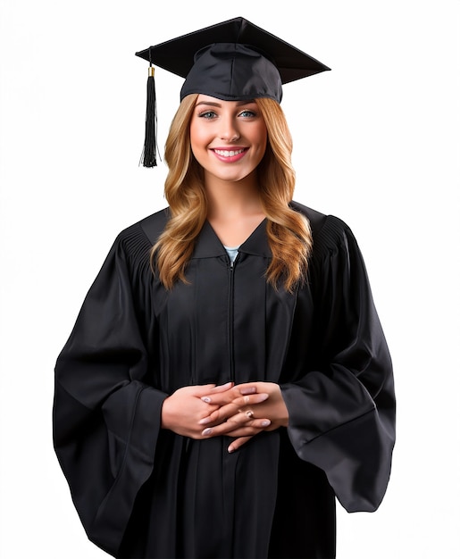 Graduated women posing for photo with cute smile image