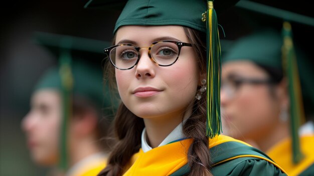 Graduating Woman With Glasses and Cap