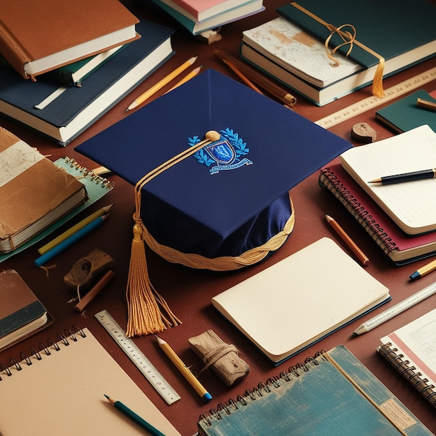 Photo a graduation cap and banner