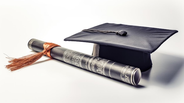 a graduation cap is on top of a book with a tassel on it.