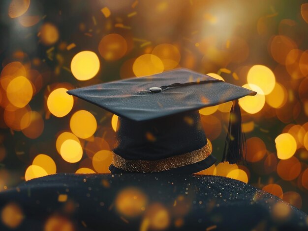 A graduation cap sitting atop someone39s back providing a unique perspective