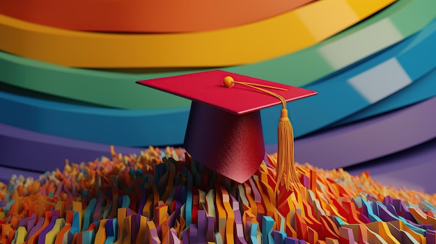 Graduation color 3 d background with wave A professional photography should use a high quality Generative AI