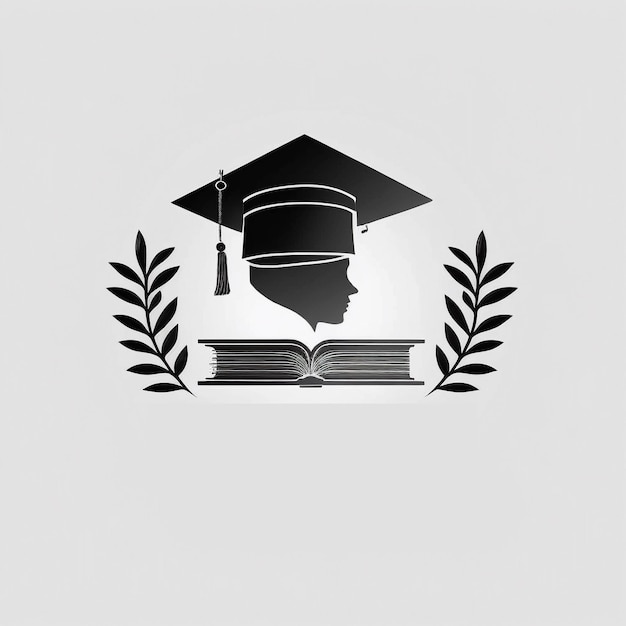 Graduation Logo Template Design Elements graduation cap and books on a white background AI generation