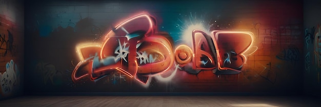 Photo graffiti art with orange letters that say  graffiti