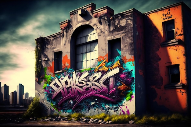 Graffiti on a wall digital illustration artwork hand drawn artistic