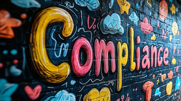 Graffitiinspired illustration of Compliance with vibrant colors and design