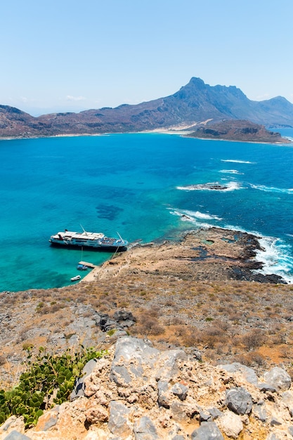 Gramvousa island near Crete Greece Balos beach Magical turquoise waters lagoons beaches of pure white sand