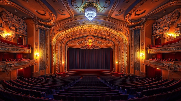 Grand Art Deco Theater with Intricate Details