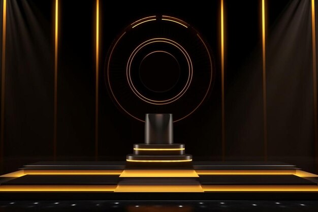 Grand Black Podium with Velvet Background