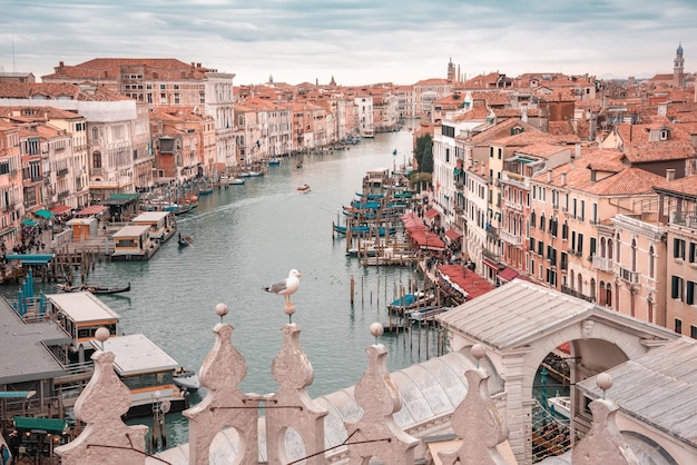 Grand Canal with gondolas in Venice Italy