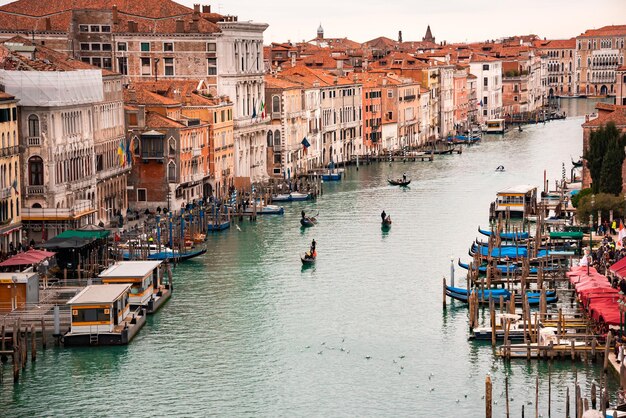 Grand Canal with gondolas in Venice Italy