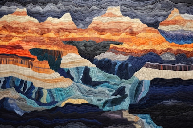 Grand canyon in night landscape textile nature