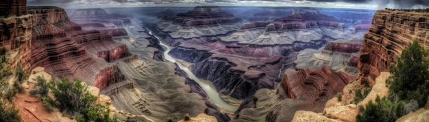 A grand canyon showing the passage of time Horizontal banner AI generated