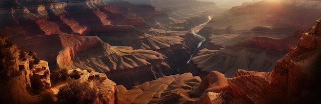 A grand canyon showing the passage of time Horizontal banner AI generated