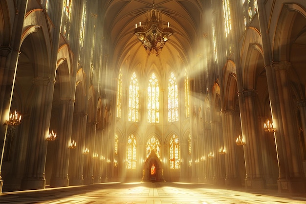 Grand cathedral bathed in sunlight