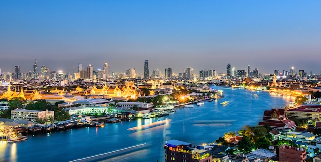 Grand palace at twilight in Bangkok, Thailand