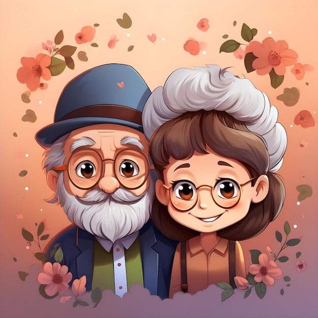 Grand Parents day lovely celebration social media post cute watercolor template design